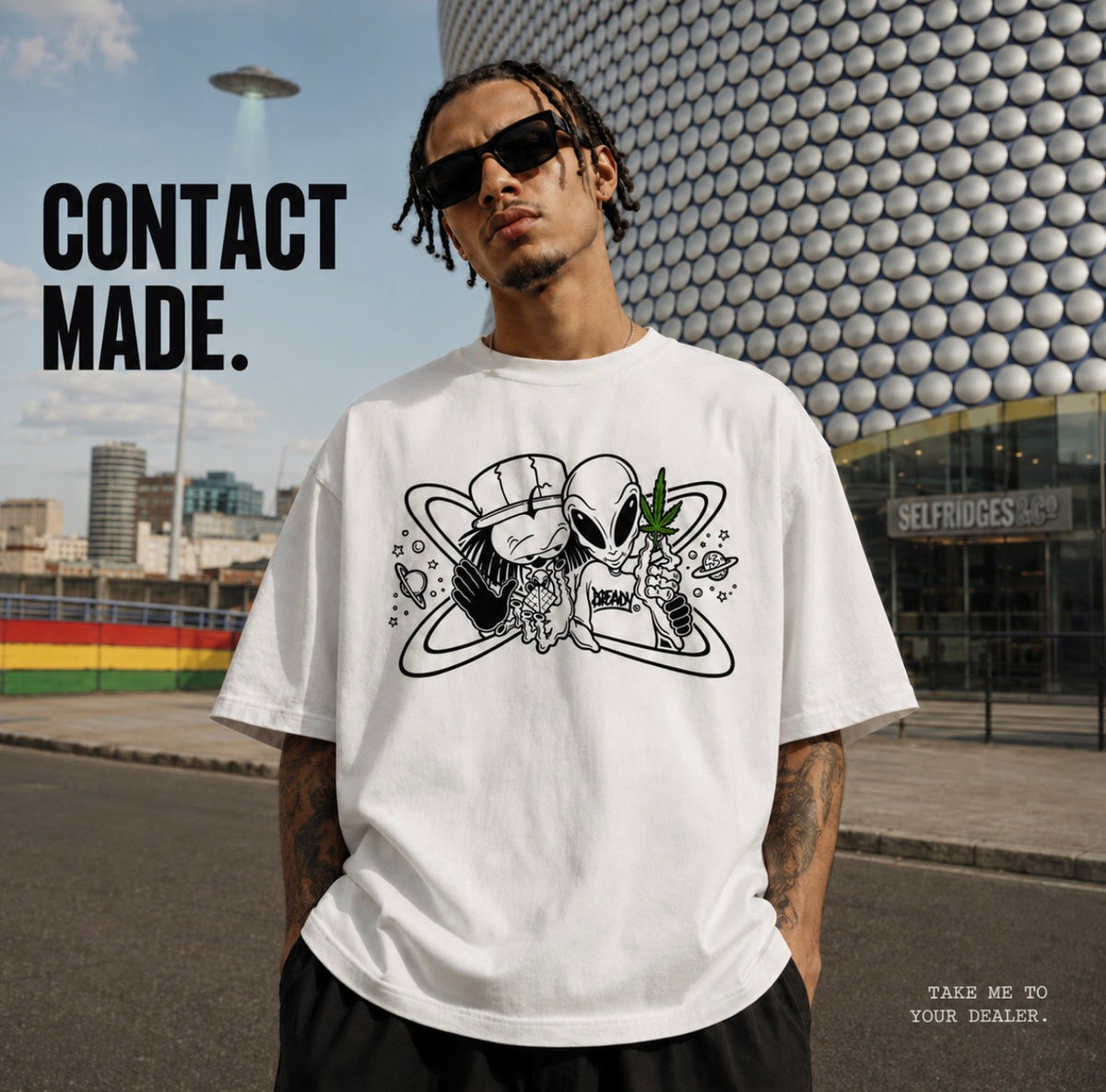 Dready Take Me To Your Dealer Front and Back Print T-Shirt
