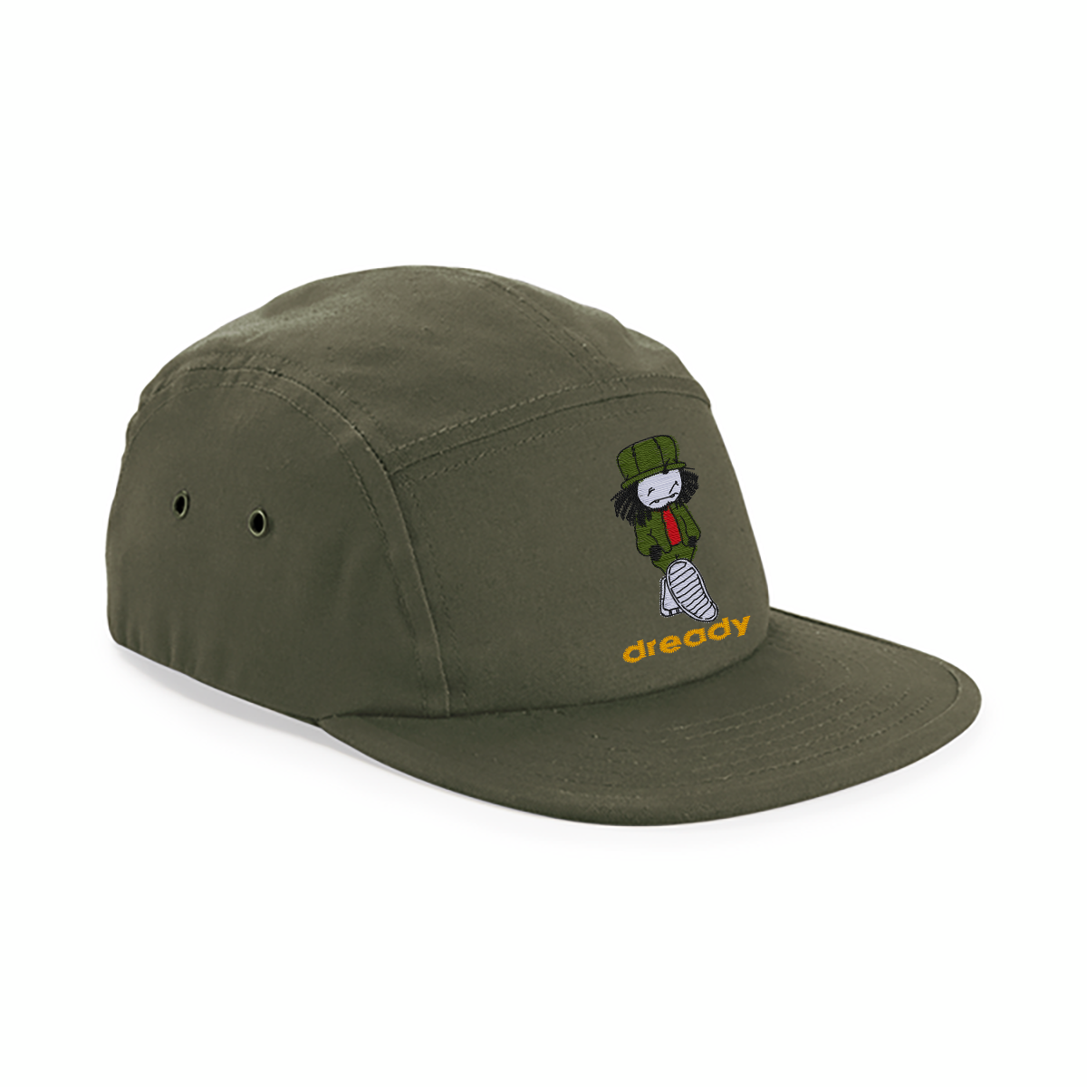 Dready Walking Man Embroidery Canvas 5-Panel Camper Cap