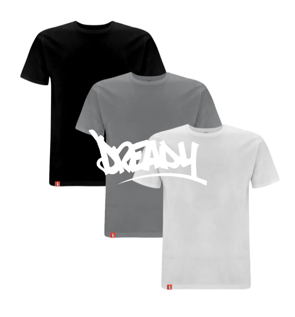 Dready Same But Plain Tee - Black, Grey & White - Pack of 3