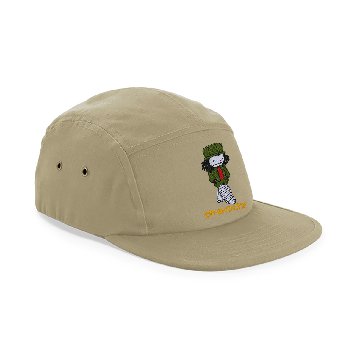 Dready Walking Man Embroidery Canvas 5-Panel Camper Cap