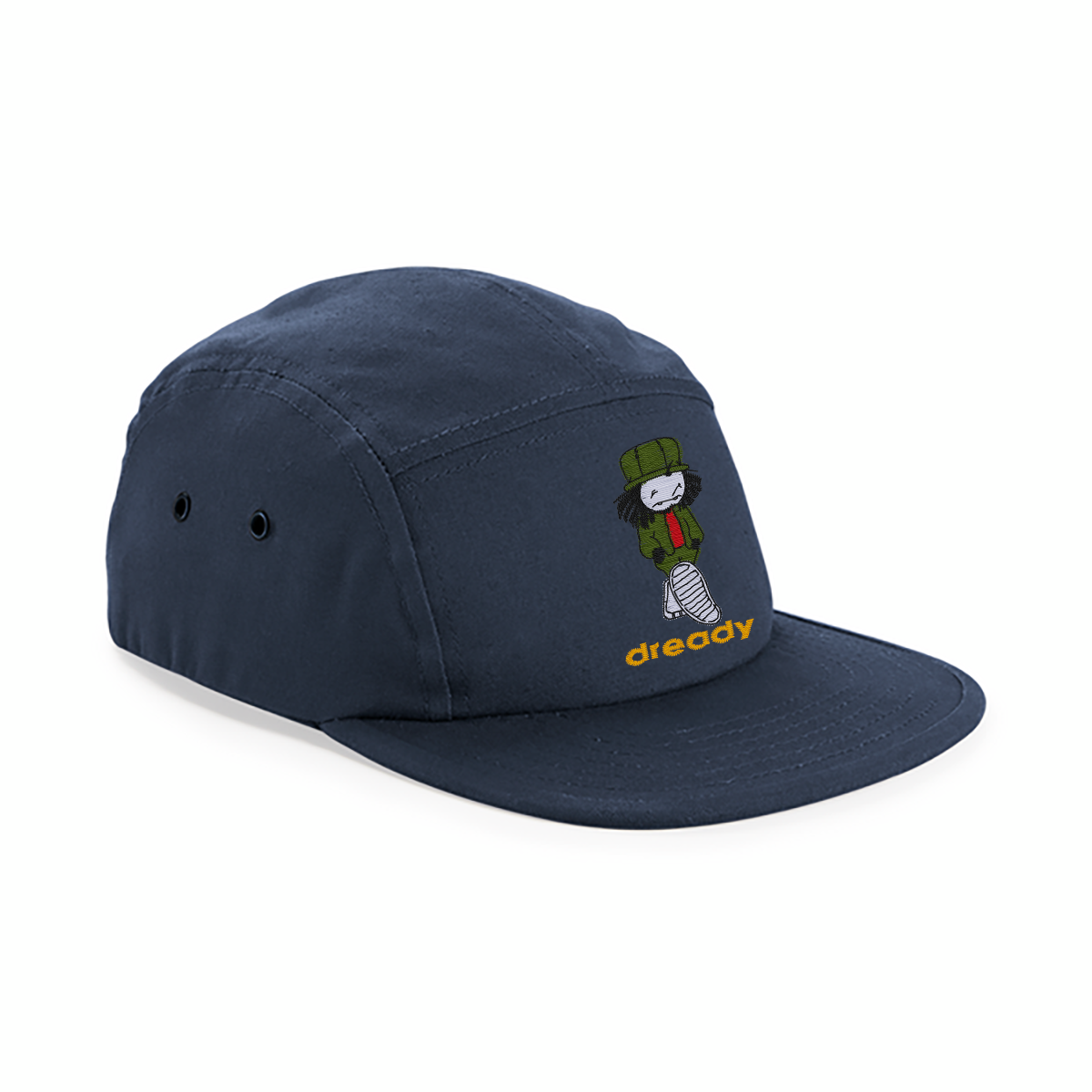 Dready Walking Man Embroidery Canvas 5-Panel Camper Cap