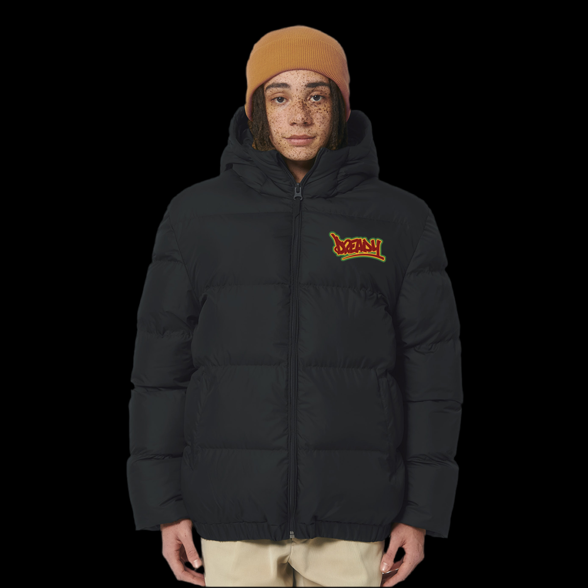 Dready Embroidered Logo Oversized Puffa Jacket. Puff Puff Give Collection