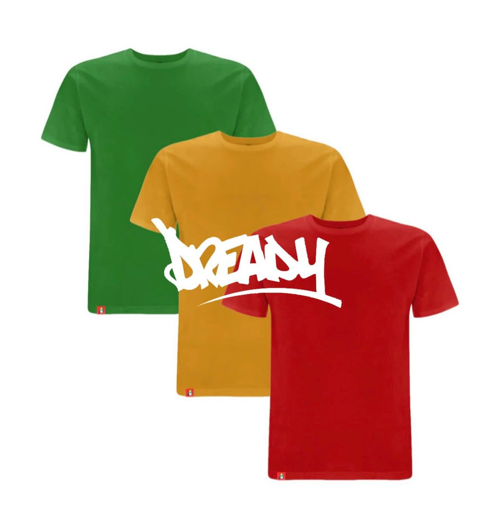 Dready Same But Plain Tee - Red, Yellow & Green - Pack of 3