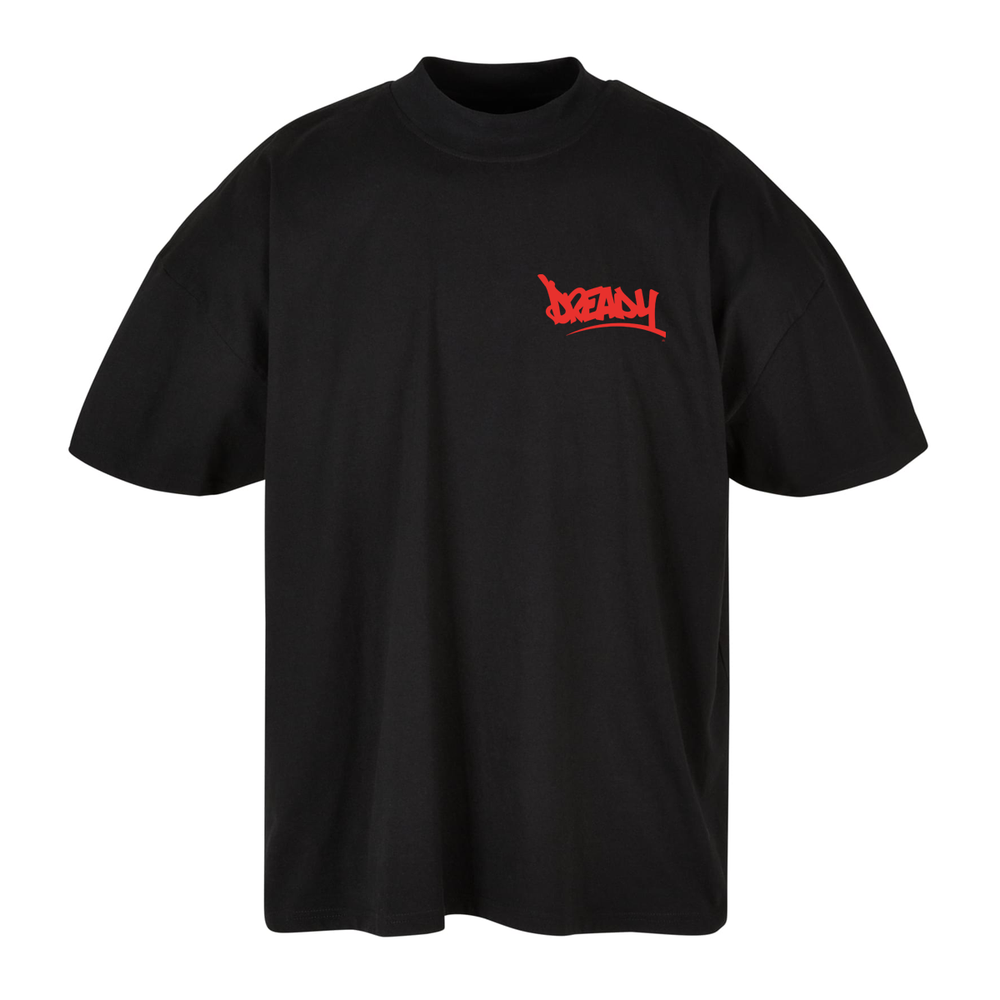 Dready Red Logo Script Oversized Premium T-Shirt
