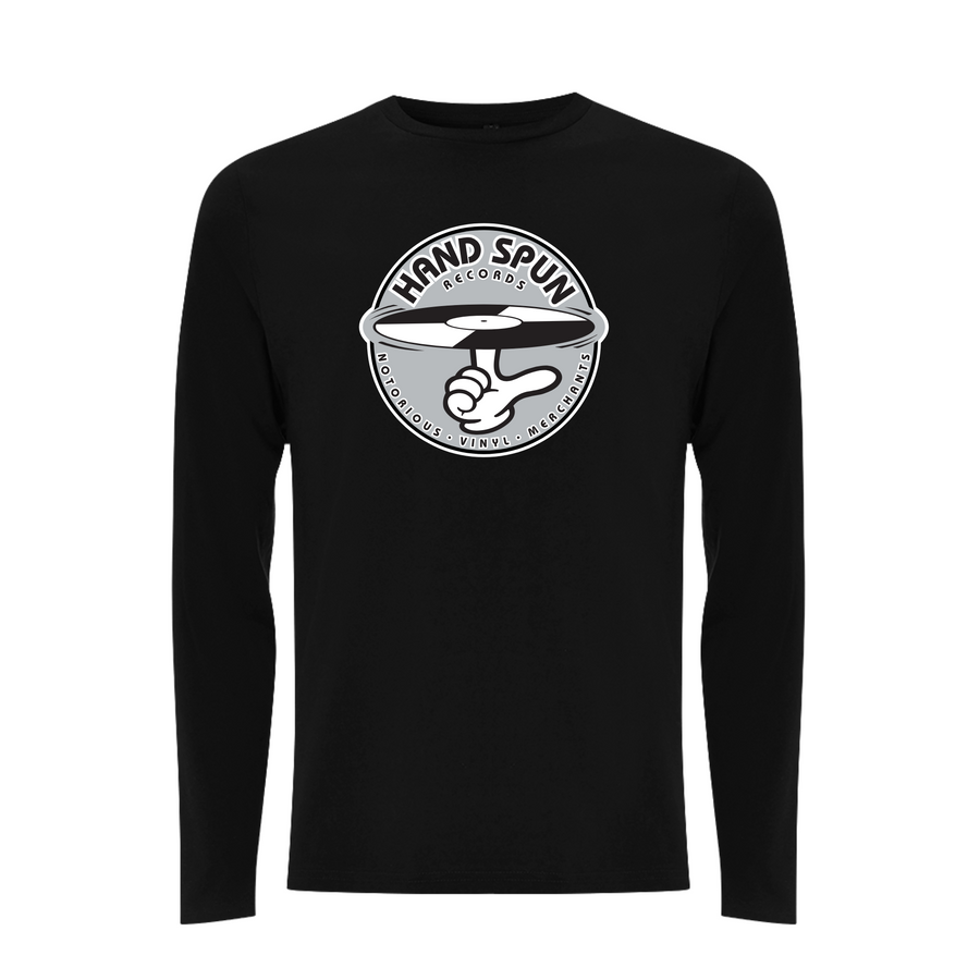Logotipo gris con estampado frontal de Handspun Records - Camiseta de manga larga