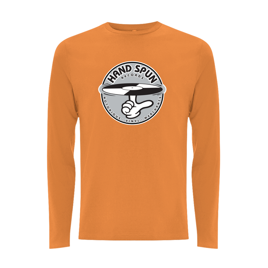 Logotipo gris con estampado frontal de Handspun Records - Camiseta de manga larga