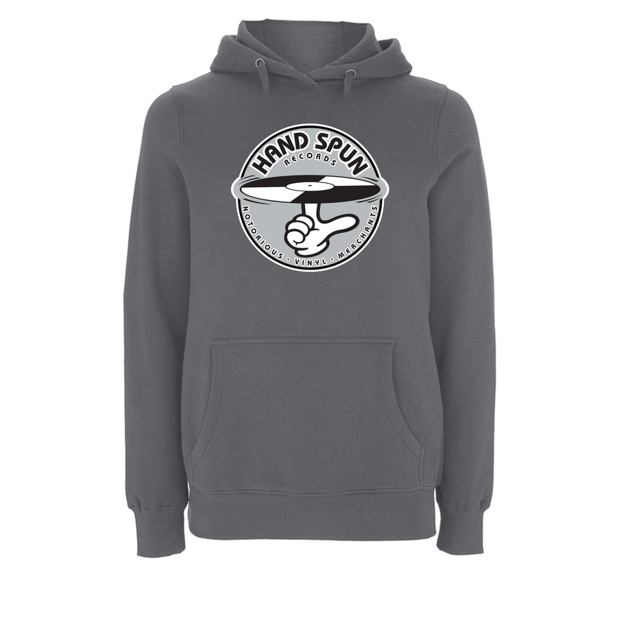 HANDSPUN RECORDS - Classic Front Print GREY Logo Hoodie