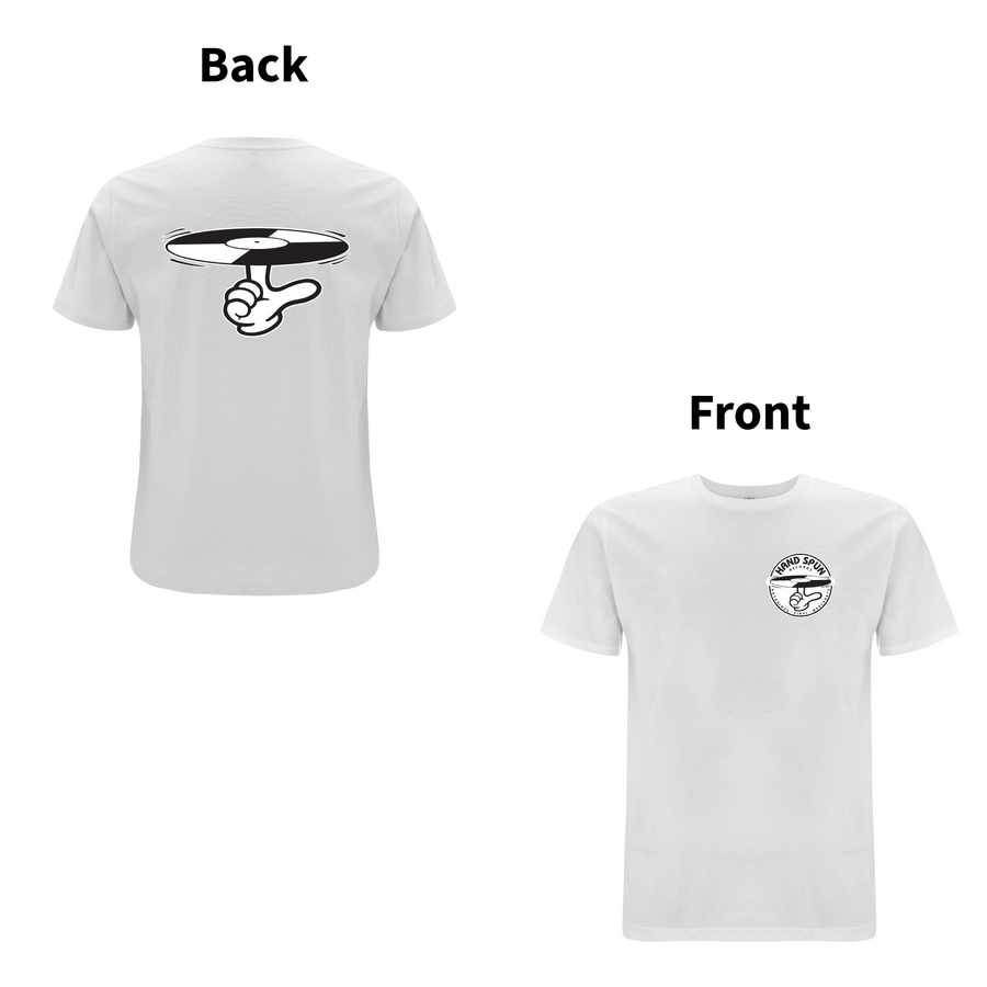 Handspun Records-logo bag- og foran T-shirt - A Have A Nice Day Brand.