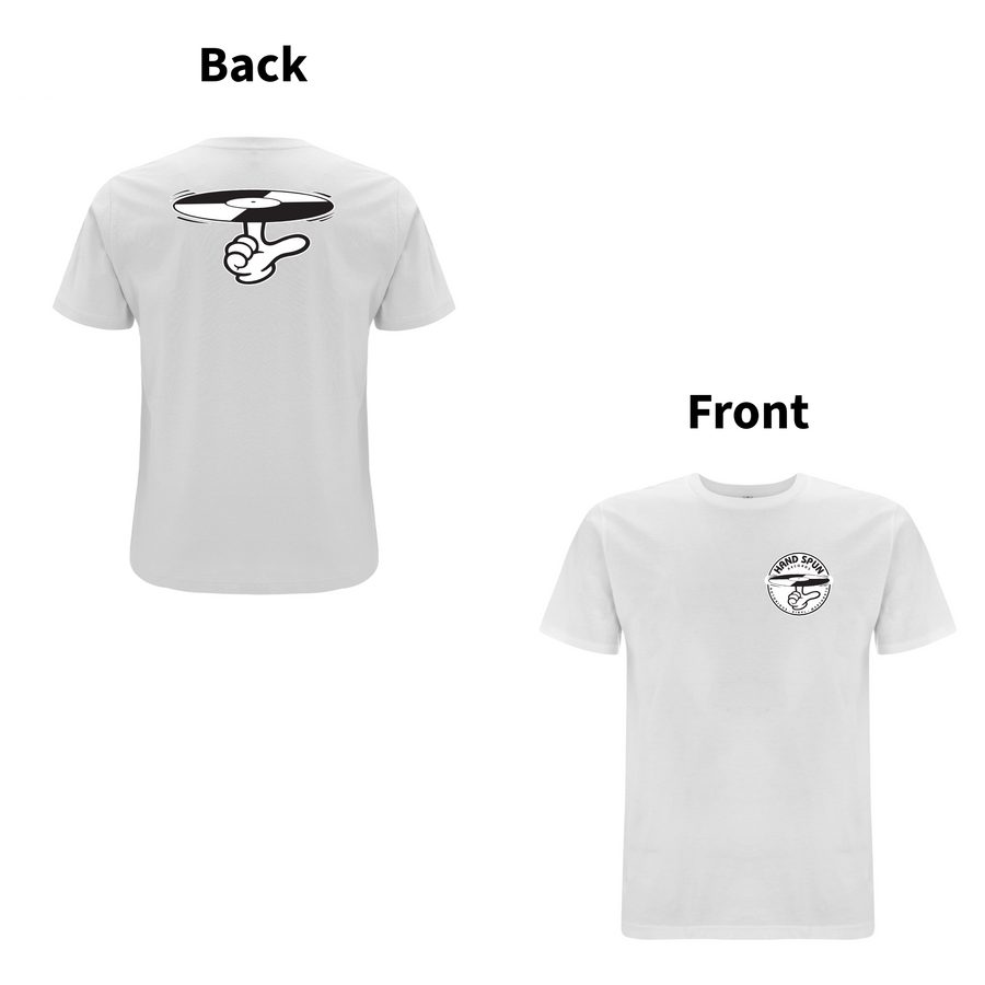 Handspun Records-logo bag- og foran T-shirt - A Have A Nice Day Brand.