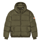 Dready Script Badge Oversized Puffa Jacket, Puff Puff Give Collection