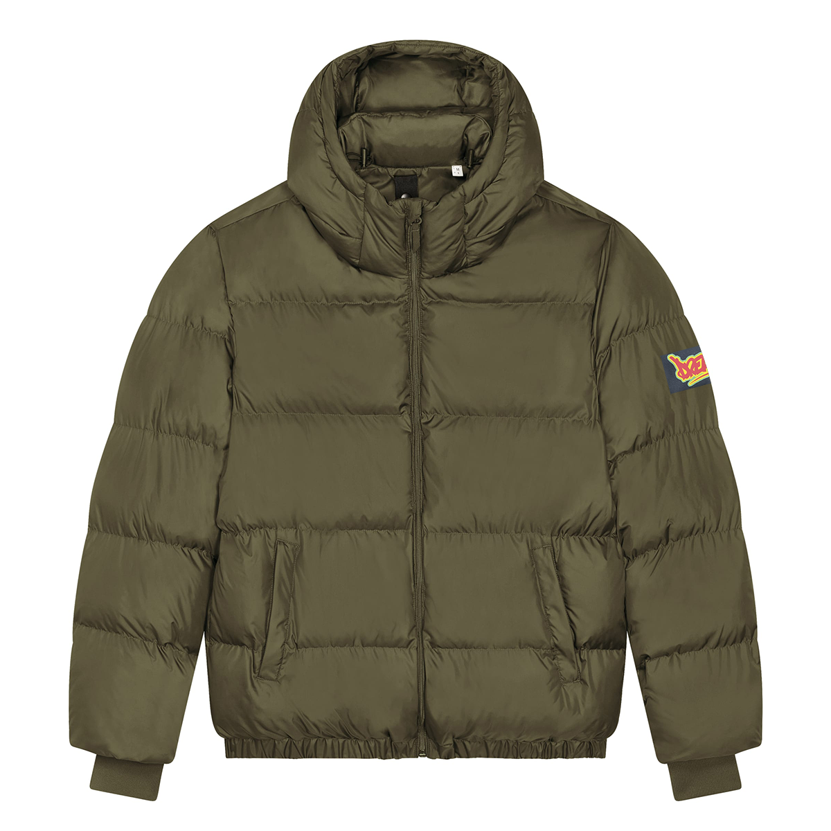 Dready Script Badge Oversized Puffa Jacket, Puff Puff Give Collection
