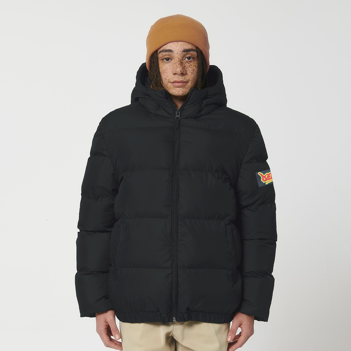 Dready Script Badge Oversized Puffa Jacket, Puff Puff Give Collection
