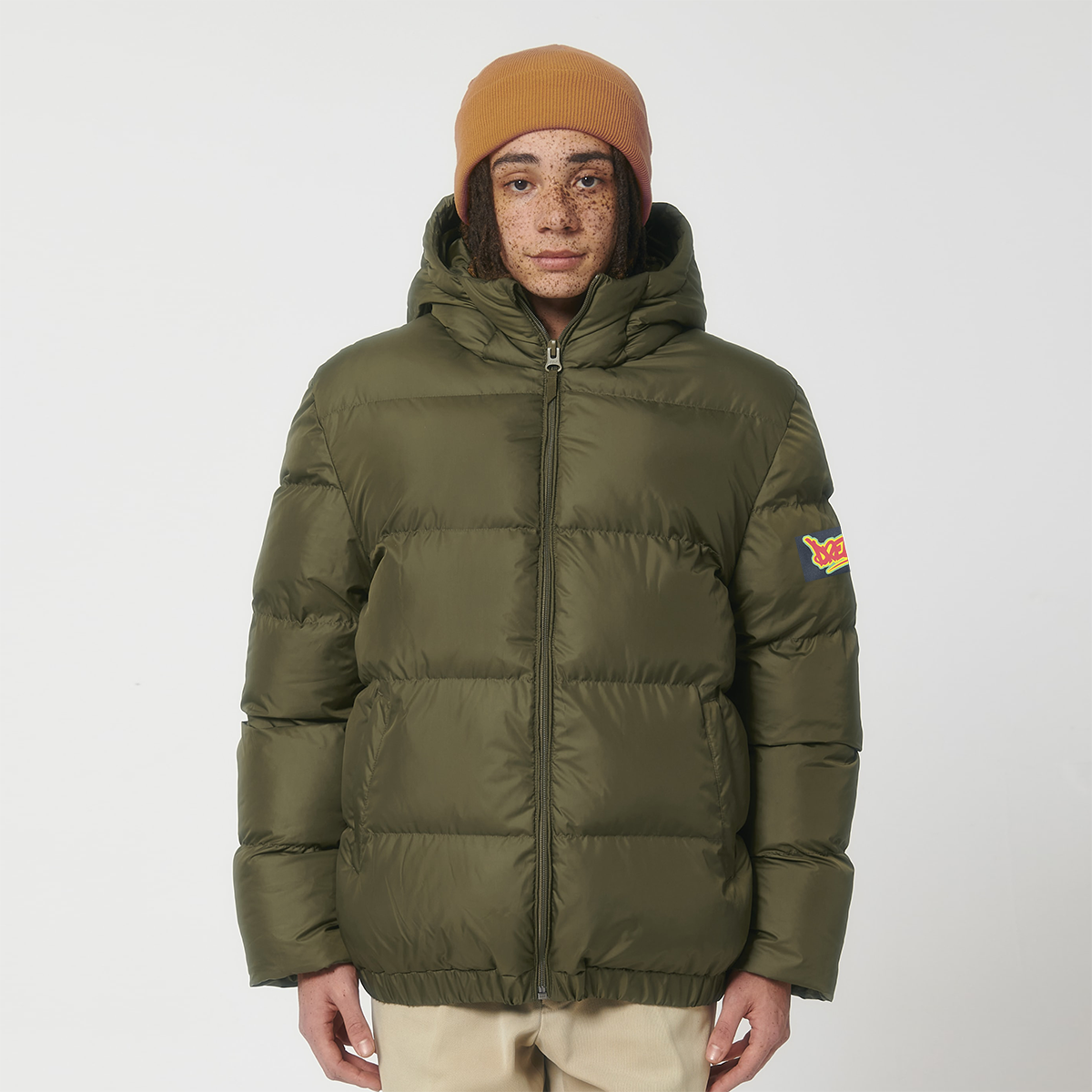 Dready Script Badge Oversized Puffa Jacket, Puff Puff Give Collection