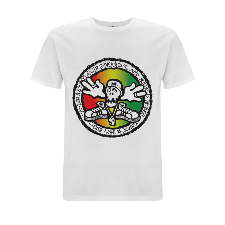 *SALE WHITE LARGE BTKA Cool and Irie Large Front Print T-Shirt
