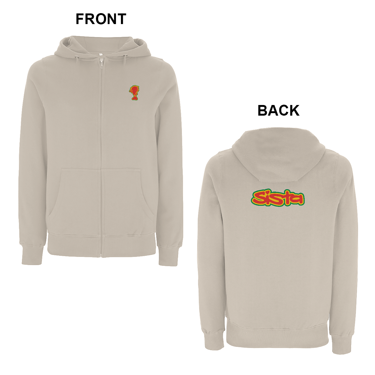 Sista silhouette front logo embroidered Zip hood embroidered back
