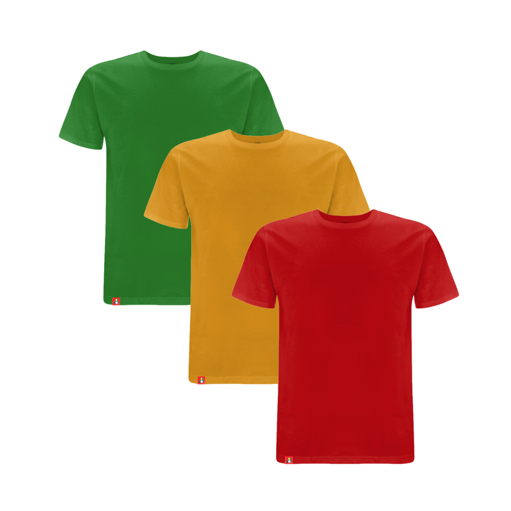 Dready Same But Plain Tee - Red, Yellow & Green - Pack of 3