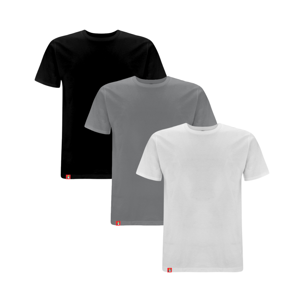 Dready Same But Plain Tee - Black, Grey & White - Pack of 3