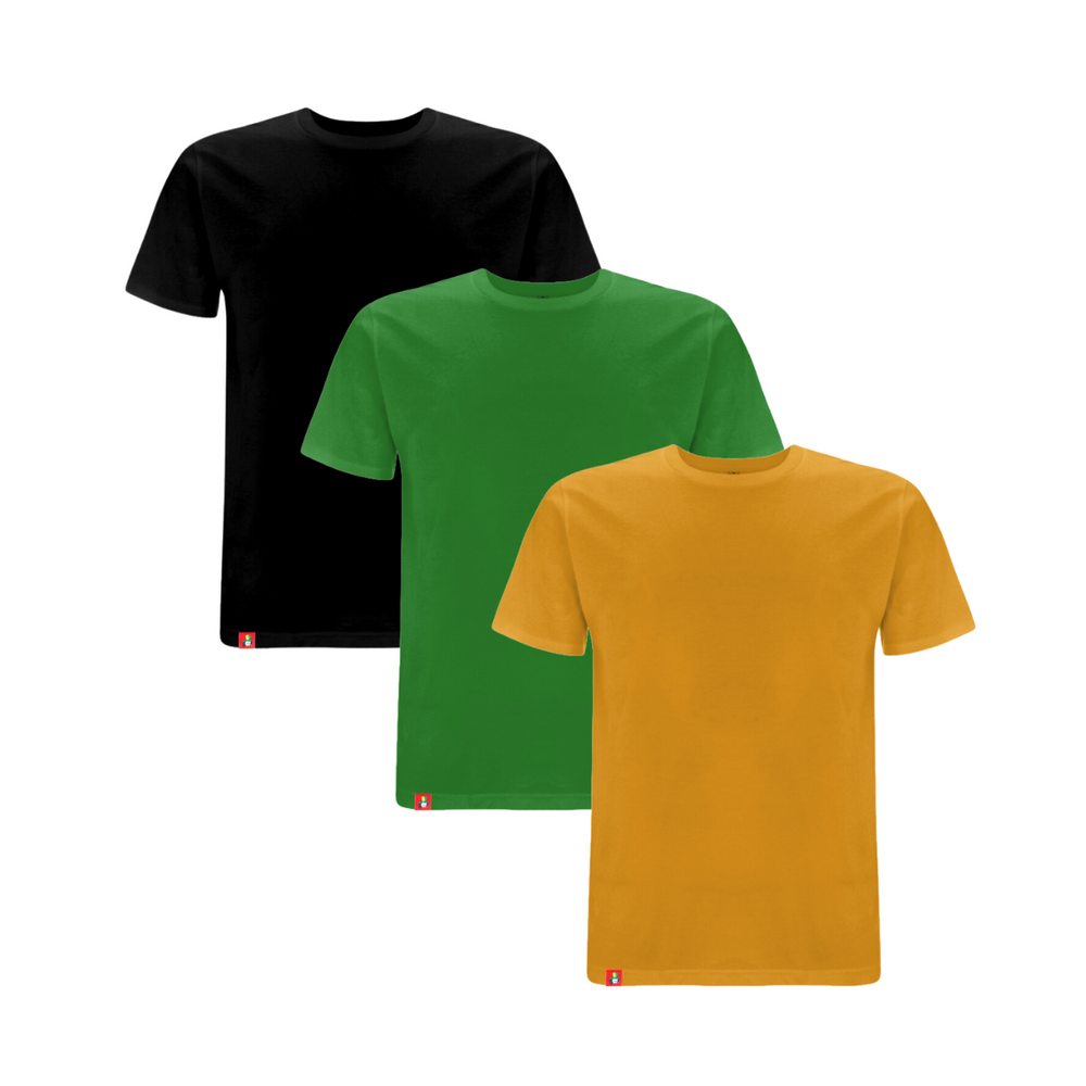 Dready Same But Plain Tee - Black, Kelly Green & Yellow - Pack of 3