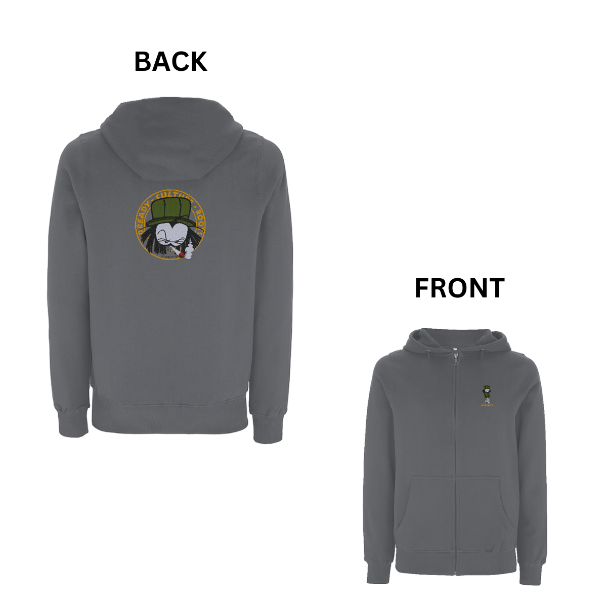 Dready Old Skool Front and Back Embroidered Zip Hood - Dready Original