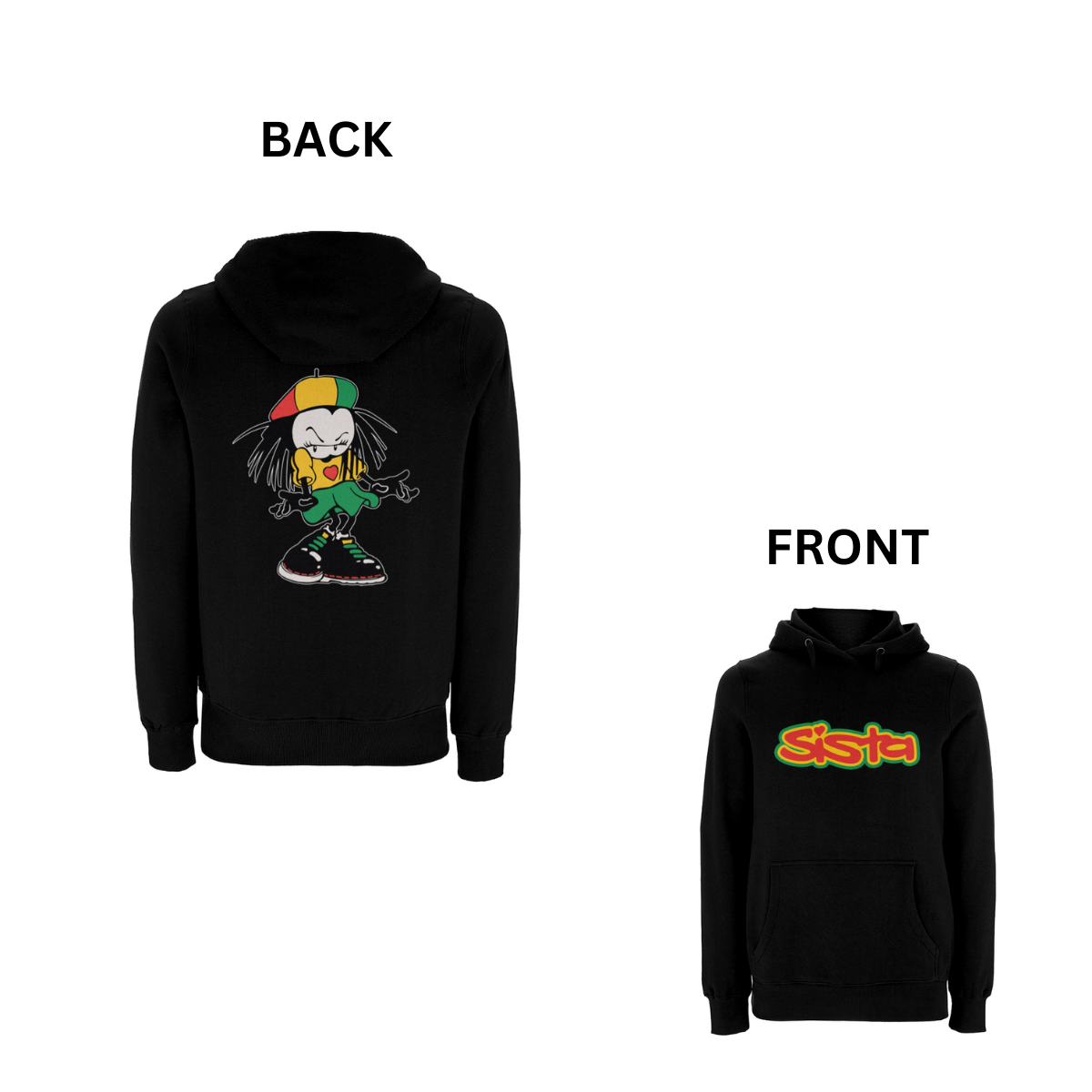 Sista Manners Front & Back Print Hood - Dready Original