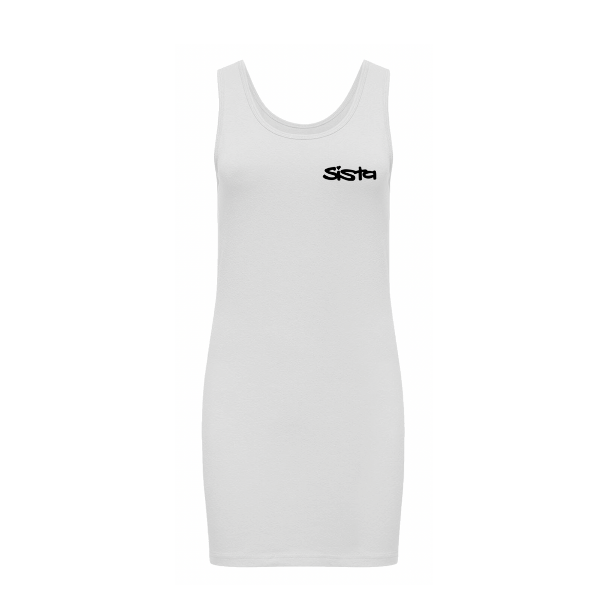 Sista Wear it your Way- Front logo - Extra Long stretch tank top dress - Dready Original