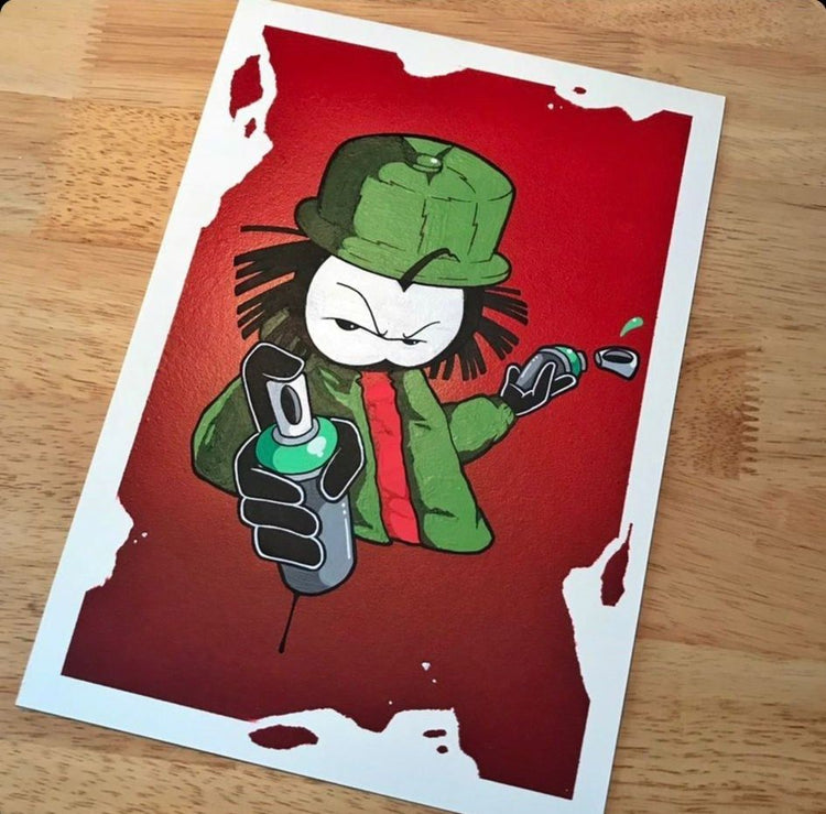 Painting of Dready holding a spray can