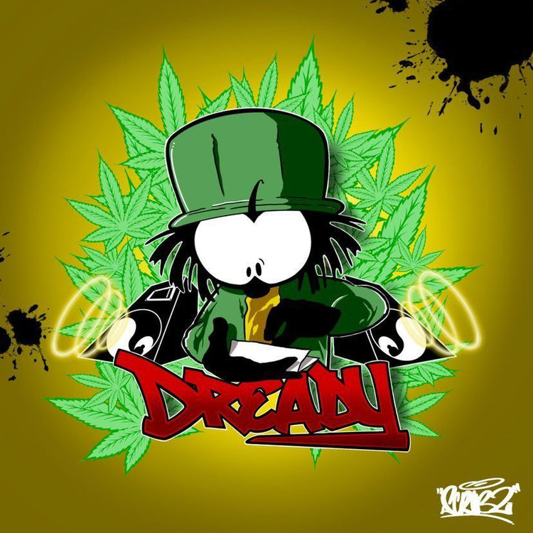 Dready illustration with leaves on a yellow background